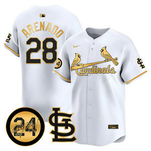 Nike St.Louis Cardinals #28 Nolan Arenado White 2024 Memorial Gold Name Authentic stitched MLB jersey