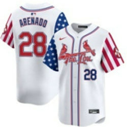 Nike St.Louis Cardinals #28 Nolan Arenado White 28 front Flag Jersey