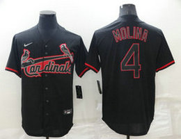 Nike St.Louis Cardinals Custom #4 Yadier Molina Black Game Authentic stitched MLB jersey