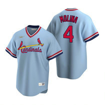 Nike St.Louis Cardinals #4 Yadier Molina Cooperstown Collection Light Blue Authentic Stitched MLB Jersey