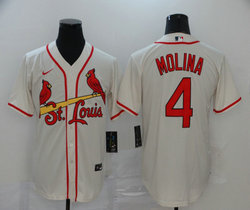 Nike St.Louis Cardinals #4 Yadier Molina Cream Game Authentic stitched MLB jersey