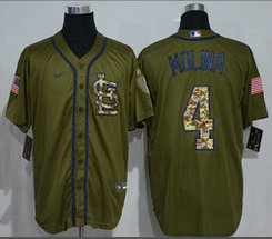 Nike St.Louis Cardinals #4 Yadier Molina Green Salute to Service Authentic Stitched MLB Jersey