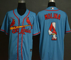 Nike St.Louis Cardinals #4 Yadier Molina Light Blue Fashion Authentic Stitched MLB Jersey