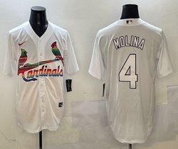Nike St.Louis Cardinals #4 Yadier Molina White Mexico Authentic Stitched MLB Jersey