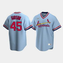 Nike St.Louis Cardinals #45 Bob Gibson Cooperstown Collection Light Blue Authentic Stitched MLB Jersey
