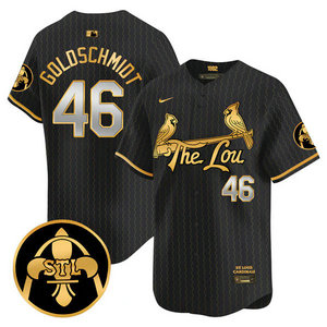 Nike St.Louis Cardinals #46 Paul Goldschmidt Black 2024 City Game Gold Name Authentic stitched MLB jersey