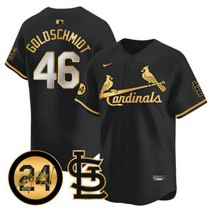 Nike St.Louis Cardinals #46 Paul Goldschmidt Black 2024 Memorial Gold Name Authentic stitched MLB jersey