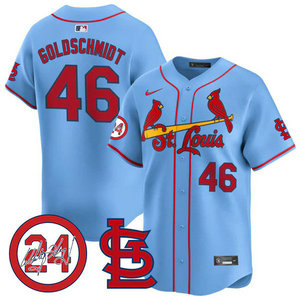 Nike St.Louis Cardinals #46 Paul Goldschmidt Blue 2024 Memorial Authentic stitched MLB jersey