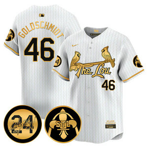 Nike St.Louis Cardinals #46 Paul Goldschmidt White 2024 City 24 Game Gold Name Authentic stitched MLB jersey