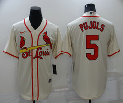 Nike St.Louis Cardinals #5 Albert Pujols Cream Game Authentic Stitched MLB Jersey
