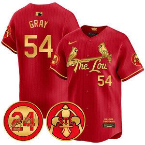 Nike St.Louis Cardinals #54 Sonny Gray Red 2024 City 24 Gold Name Game Authentic stitched MLB jersey