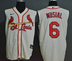 Nike St.Louis Cardinals #6 Stan Musial Cream sleeveless Game Authentic Stitched MLB Jersey