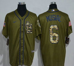 Nike St.Louis Cardinals #6 Stan Musial Green Salute to Service Authentic Stitched MLB Jersey