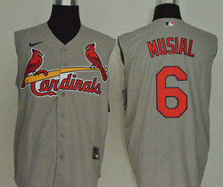 Nike St.Louis Cardinals #6 Stan Musial Grey sleeveless Game Authentic Stitched MLB Jersey