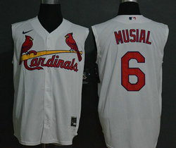 Nike St.Louis Cardinals #6 Stan Musial White sleeveless Game Authentic Stitched MLB Jersey