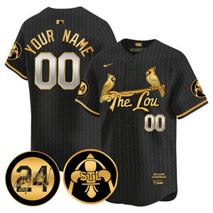 Nike St.Louis Cardinals Custom Black 2024 City with 24 Gold Name Game Authentic stitched MLB jersey