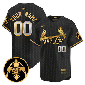 Nike St.Louis Cardinals Custom Black 2024 City with Gold Name Game Authentic stitched MLB jersey