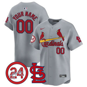 Nike St.Louis Cardinals Custom Gray 2024 Memorial Authentic stitched MLB jersey