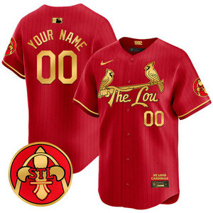Nike St.Louis Cardinals Custom Red 2024 City with 24 Gold Name Game Authentic stitched MLB jersey