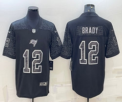 Nike Tampa Bay Buccaneers #12 Tom Brady Black Reflective Authentic Stitched NFL Jersey