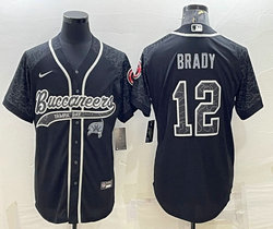 Nike Tampa Bay Buccaneers #12 Tom Brady Black Reflective with logo Authentic Stitched baseball Jersey