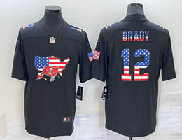 Nike Tampa Bay Buccaneers #12 Tom Brady Black map flag Authentic Stitched NFL Jersey