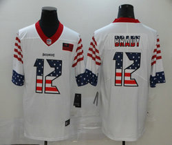 Nike Tampa Bay Buccaneers #12 Tom Brady White USA Flag Fashion Authentic Stitched NFL jersey