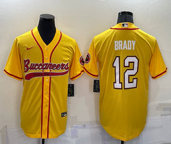 Nike Tampa Bay Buccaneers #12 Tom Brady Yellow Joint adults Authentic Stitched baseball jersey