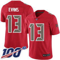 Nike Tampa Bay Buccaneers #13 Mike Evans With NFL 100th Season Patch Red Rush Authentic Stitched NFL Jersey