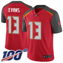 Nike Tampa Bay Buccaneers #13 Mike Evans With NFL 100th Season Patch Red Vapor Untouchable Authentic Stitched NFL Jersey