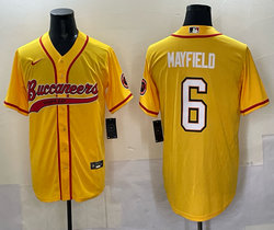 Nike Tampa Bay Buccaneers #6 Baker Mayfield Yellow Joint Stitched baseball jersey