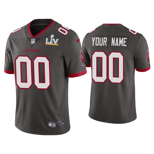 Nike Tampa Bay Buccaneers Custom Grey 2021 Super Bowl LV Authentic Stitched NFL Jersey