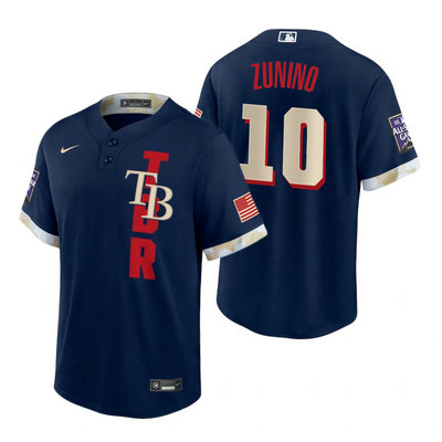 Nike Tampa Bay Rays #10 Mike Zunino 2021 All star Blue Game Authentic Stitched MLB Jersey