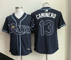 Nike Tampa Bay Rays #13 Junior Caminero Navy Authentic Stitched MLB Jersey
