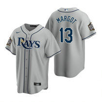 Nike Tampa Bay Rays #13 Manuel Margot Gray Rays Game 2020 World Series Game MLB jersey