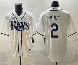 Nike Tampa Bay Rays #2 Yandy Diaz White Game Authentic stitched MLB jersey