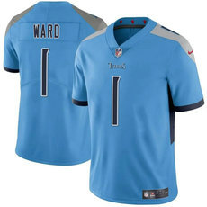 Nike Tennessee Titans #1 Cameron Ward Blue 2025 Draft Black Stitched NFL Jersey