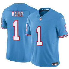 Nike Tennessee Titans #1 Cameron Ward Blue trhowback 2025 Draft Black Stitched NFL Jersey