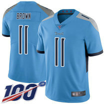 Nike Tennessee Titans #11 A.J. Brown 100th Season Light Blue Vapor Untouchable Authentic stitched NFL jersey