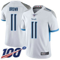Nike Tennessee Titans #11 A.J. Brown 100th Season White Vapor Untouchable Authentic stitched NFL jersey