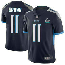Nike Tennessee Titans #11 A.J. Brown With 2020 Super Bowl LIV Patch Navy Vapor Untouchable Limited Authentic Stitched NFL Jersey