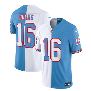 Nike Tennessee Titans #16 Treylon Burks White Blue Split 2023 F.U.S.E Authentic Stitched NFL Jersey