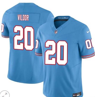 Nike Tennessee Titans #20 Kindle Vildor Light Blue 2023 F.U.S.E. Authentic Stitched NFL Jersey