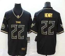 Nike Tennessee Titans #22 Derrick Henry Black Throwback Gold Number Authentic Stitched NFL Jersey