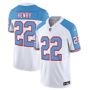 Nike Tennessee Titans #22 Derrick Henry White Blue 2023 F U S E Authentic Stitched NFL Jersey