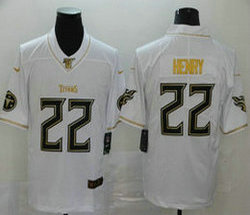 Nike Tennessee Titans #22 Derrick Henry White Gold Number Authentic stitched NFL jersey