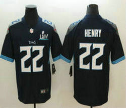 Nike Tennessee Titans #22 Derrick Henry With 2020 Super Bowl LIV Patch Navy Blue New Vapor Untouchable Authentic stitched NFL jersey