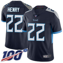 Nike Tennessee Titans #22 Derrick Henry With NFL 100th Season Patch Navy Blue Vapor Untouchable Authentic Stitched NFL Jersey