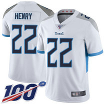 Nike Tennessee Titans #22 Derrick Henry With NFL 100th Season Patch White Vapor Untouchable Authentic Stitched NFL Jersey