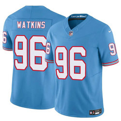 Nike Tennessee Titans #96 Carlos Watkins Blue Throwback Stitched Jersey